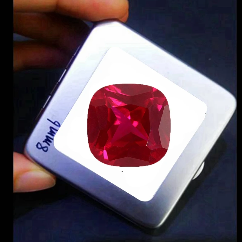 Box Set Large Red Ruby Corundum Sapphire 12.0mm 6.0Cts Square Cut Sri-Lanka VVS Loose Gemstone For Jewelry Making