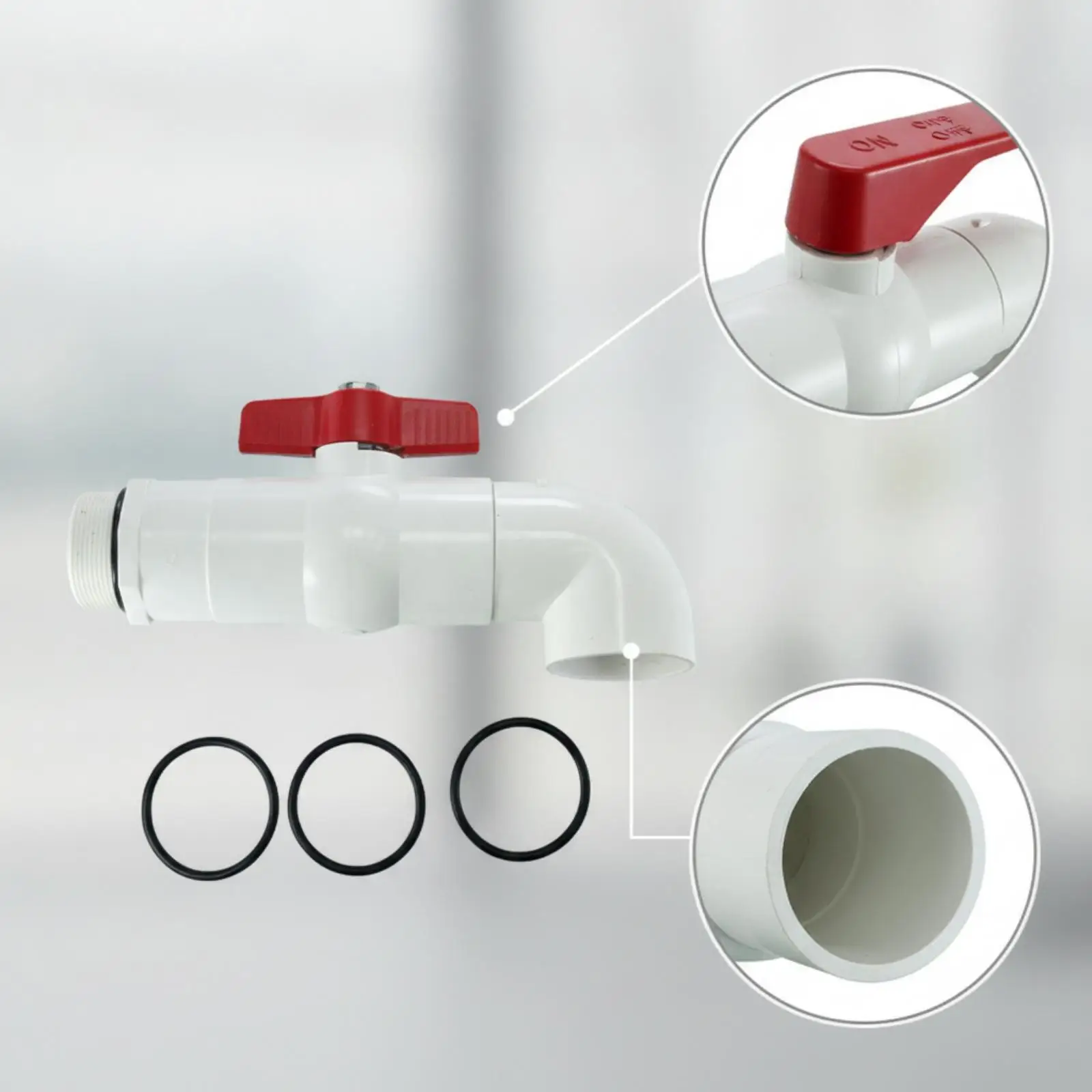 Drum Drain Valve with Elbow 90-Degree Fitting Threaded for Workshops, Farms