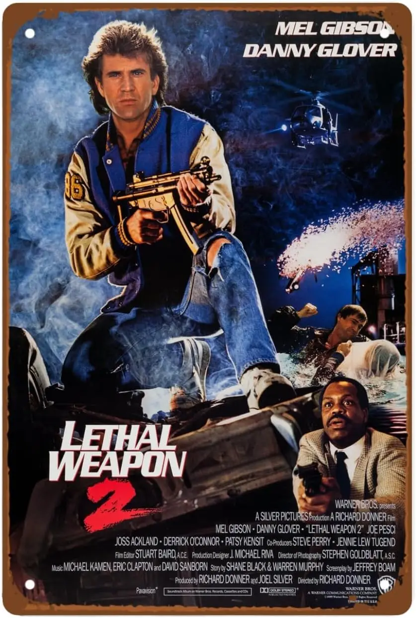 Lethal Weapon Movie Metal Wall Tin Sign art Classic Film Poster room decor Man Cave Retro Gift Vintage Decorations ;