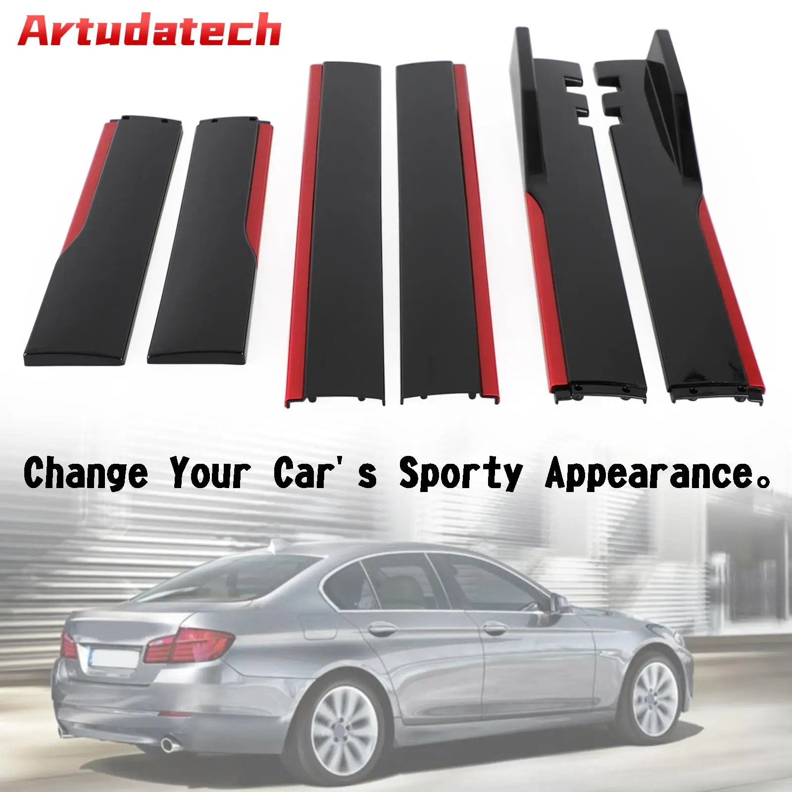 

Artudatech 78.7" Universal Side Skirt Extensions Rocker Panel Splitters Lip Polypropylene Car Accessories