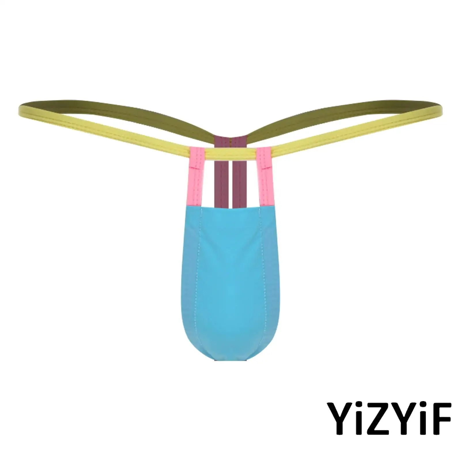 

Mens Provocative Low Rise Thong with Color Block Straps And Adjustable Design Spaghetti Strap Bikini Briefs for Couple Nights