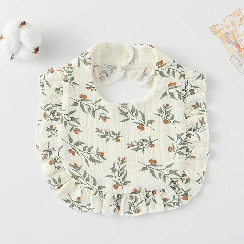 3pcs Children Bib Set Cotton Muslin Toddler Baby Comfort Saliva Dorp Shape Towel Solid With Button Kid Bibs image 4