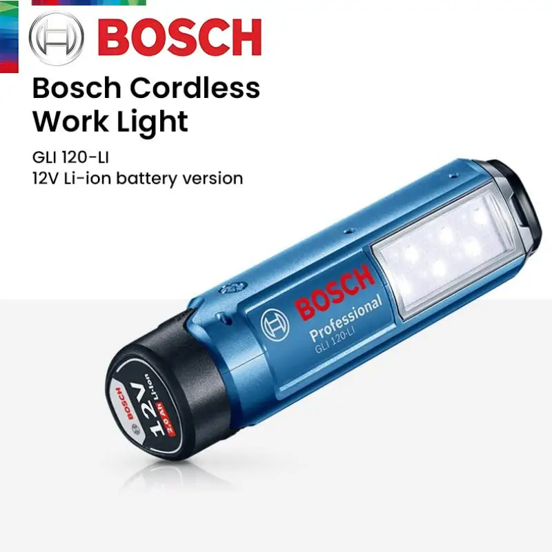 Bosch GLI 120 Work Light 12V Charging Led Lamp Outdoor Cordless 300 Lumen Low-Power Consumption Working Light Without Battery