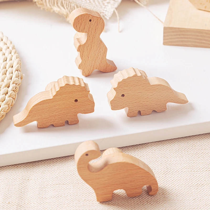 Wood Cabinet Door Handle Children's Room Creative Cute Little Dinosaur Cabinet Furniture Handle Childlike Wardrobe Drawer Handle