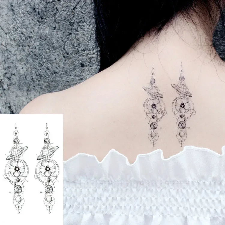 Tattoo Sticker Body Art Black White Drawing Little Element forest moon star tree Water Transfer Temporary Fake tatto flash tatoo