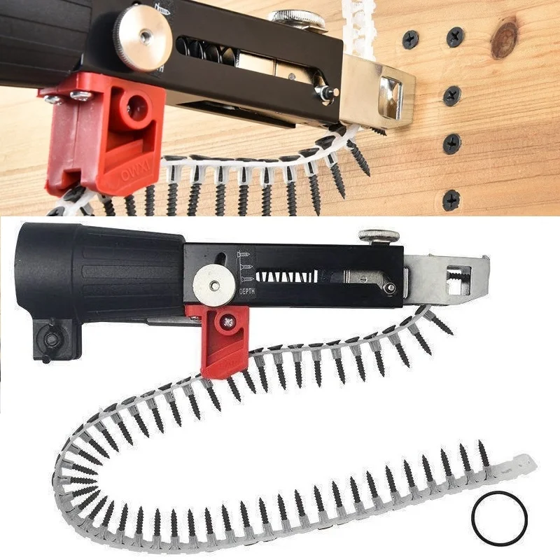 1 Set Chain Screw Gun Head Automatic Nail Gun Electric Batch Woodworking Decoration Rechargeable Screwdriver Self Tapping