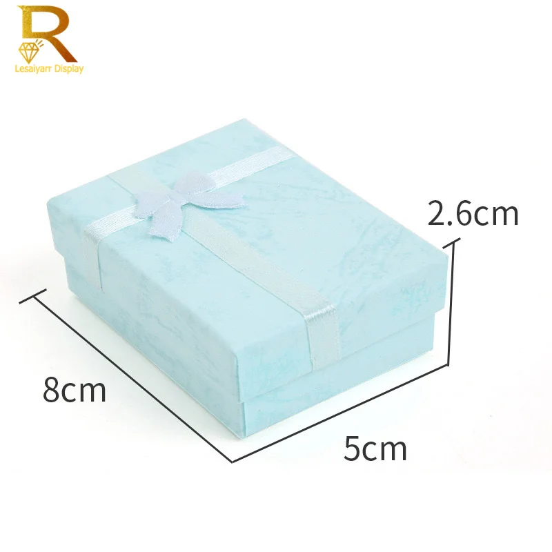 24 Stück hochwertiges Papier-Ring-Halsketten-Set, Schmuck, Halskette, Ohrringe, rechteckiges Paket, Geschenkbox, 5 x 8 x 2,5 cm