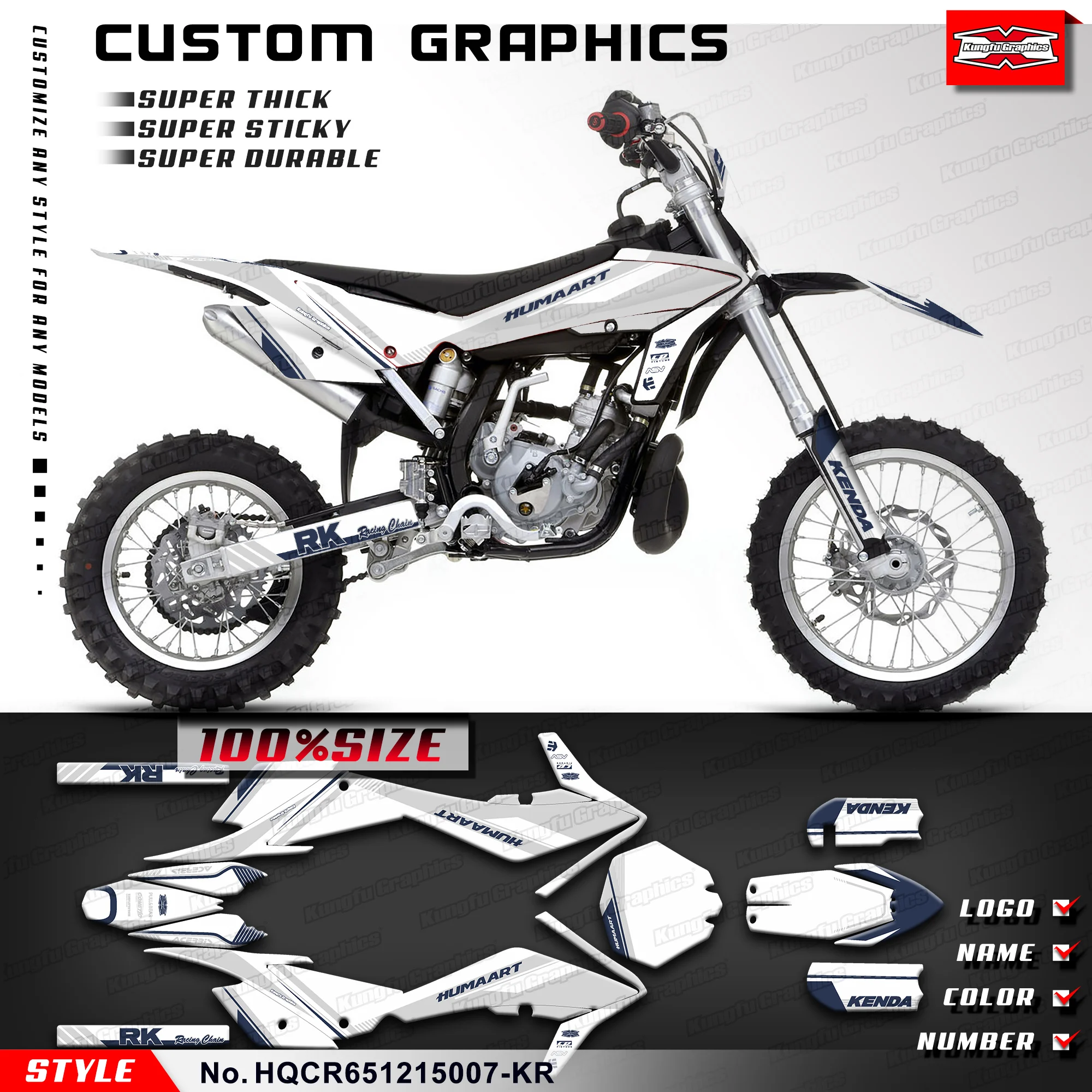 

KUNGFU GRAPHICS Dirt Bike Decorative Decal Racing Sticker for Husqvarna CR65 CR 65 2012 2013 2014 2015, HQCR651215007-KR