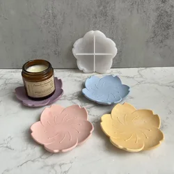 Petal Flower Tray Silicone Mold Sakura Jewelry Storage Tray Gypsum Resin Concrete Plaster Coaster Mold Craft Decoration Tools