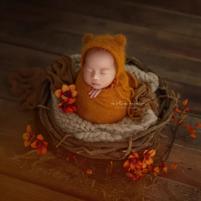 Newborn Wool Hat Newborn Photography Props Knit Baby Girl Boy bear Hat Baby Photography Props Aceessries