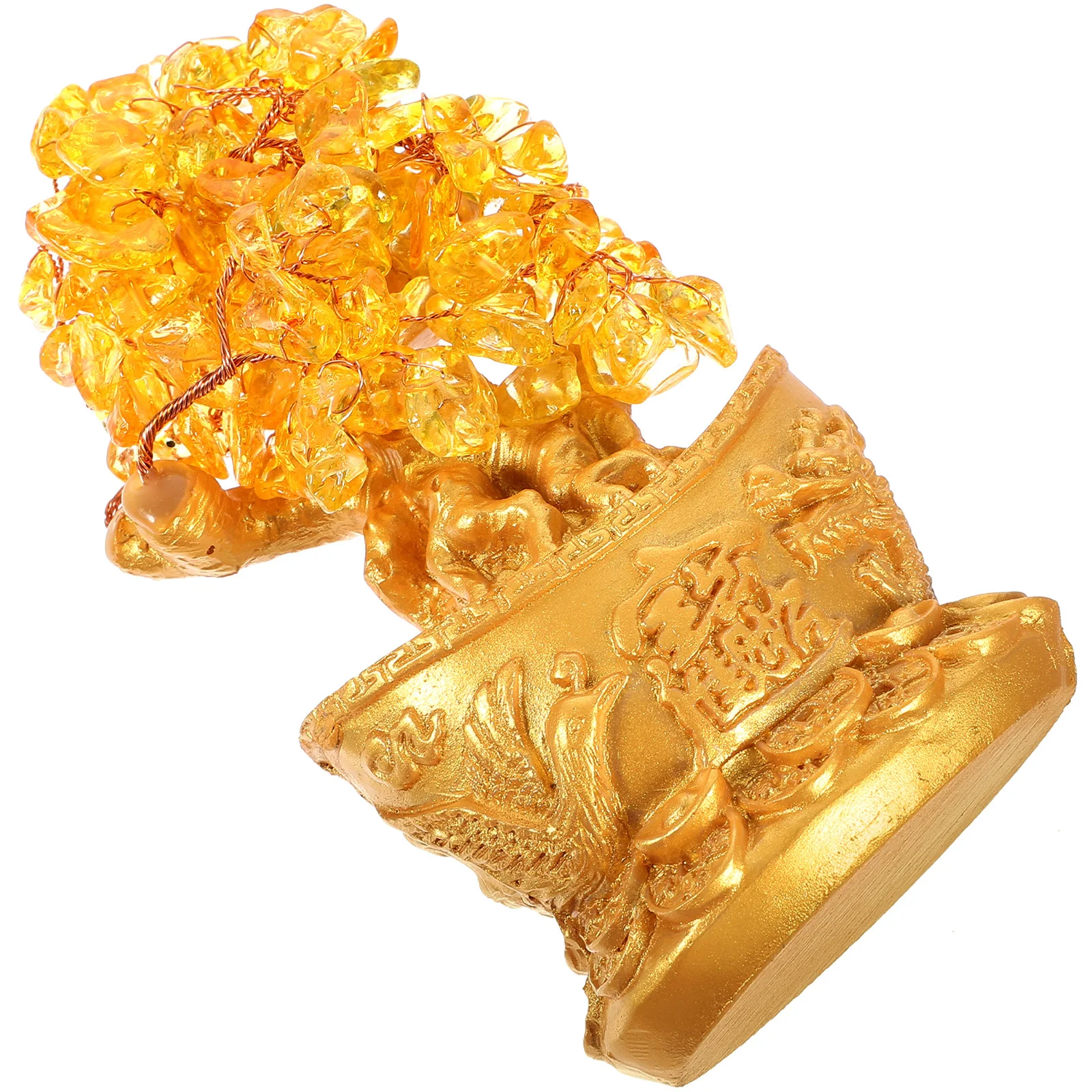 

Crystal Yellow Citrine Fortune Tree Decor Exquisite Bonsai Desktop Ornament Luck Money Tree Sculpture Indoor Table Decoration