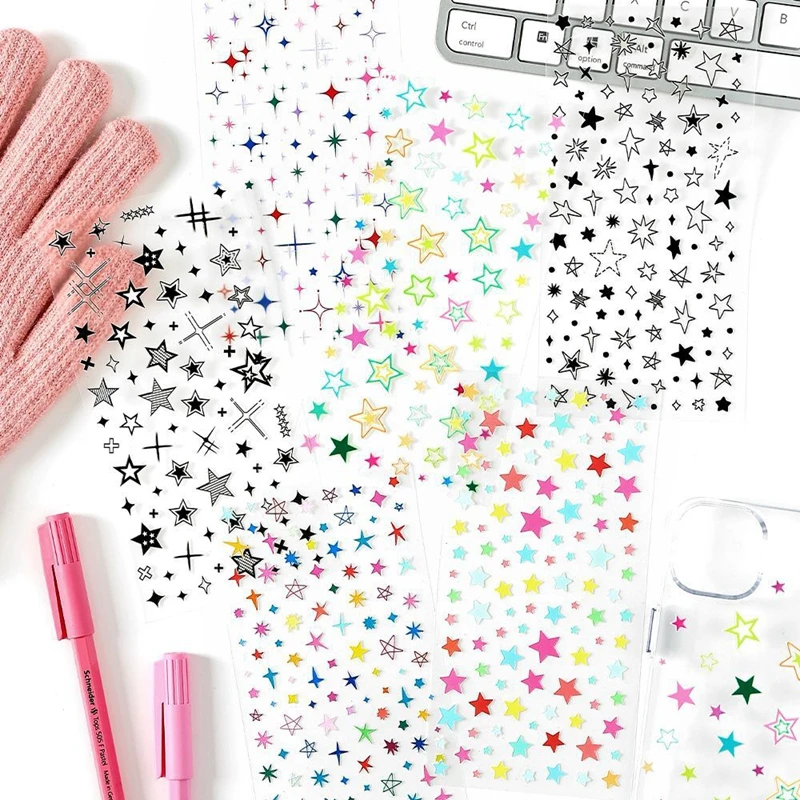 1Pc New Cute Star Resin Stickers Idol Card Deco Scrapbook DIY Material Girls Nails Decoration Stationery Stickers