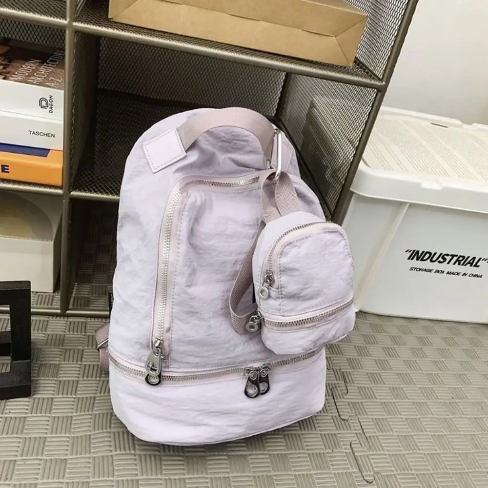 Elegant Solid Color Nylon Mini Backpack Mini Handbag Sling Bag Pendant Hanging Korean Style Small Wallet Outdoor