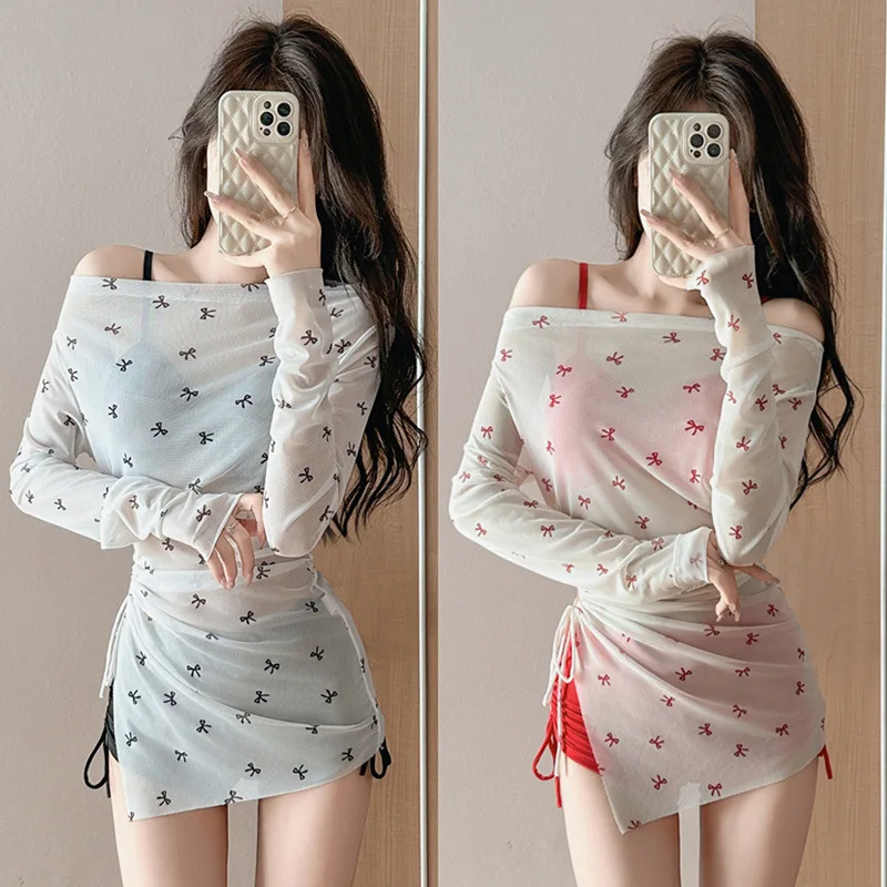 

2025 New Girl Split 3pcs Belly Cover Skinny Gather Small Breasts Korean ins Wind Soak Hot Spring Swimsuit