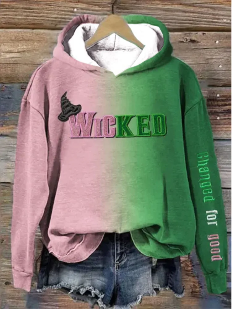 Changed for Good Wicked Fantasy Movies Hoodies Graphic Clothes Women Men Hooded Winter Sweatshirts Moletom Casual Female Hoodie