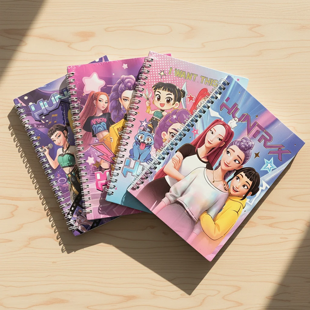 مجموعة دفاتر الملاحظات Kpop Demon Hunter Anime - مجلة مذكرات لطيفة ملفوفة للطلاب اللوازم المكتبية هدية عشوائية 1/2/4 قطعة #3