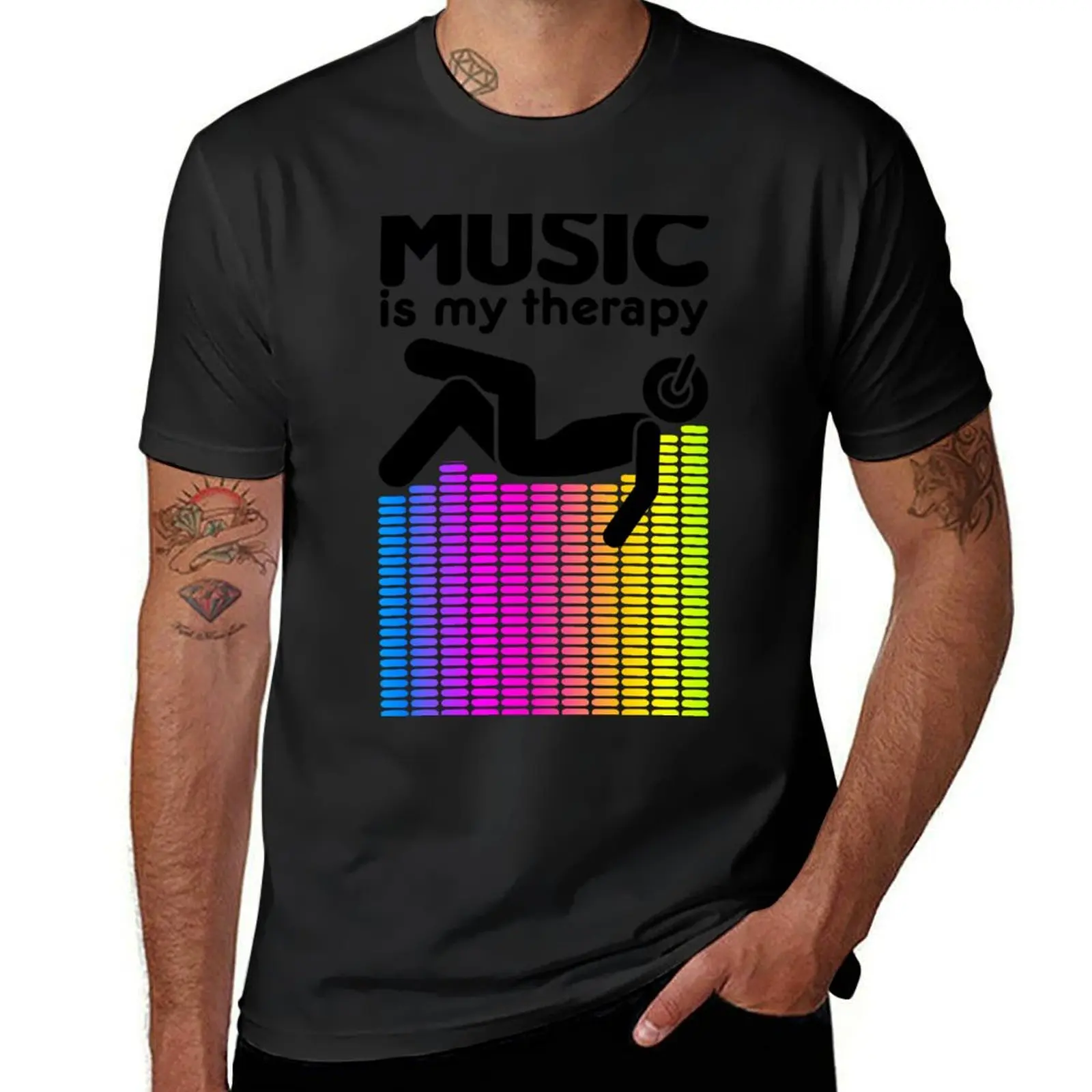 Music Is My Therapy Equalizer DJ Rainbow Sound Engineer T-shirt plain Blouse anime funny t shirts for men