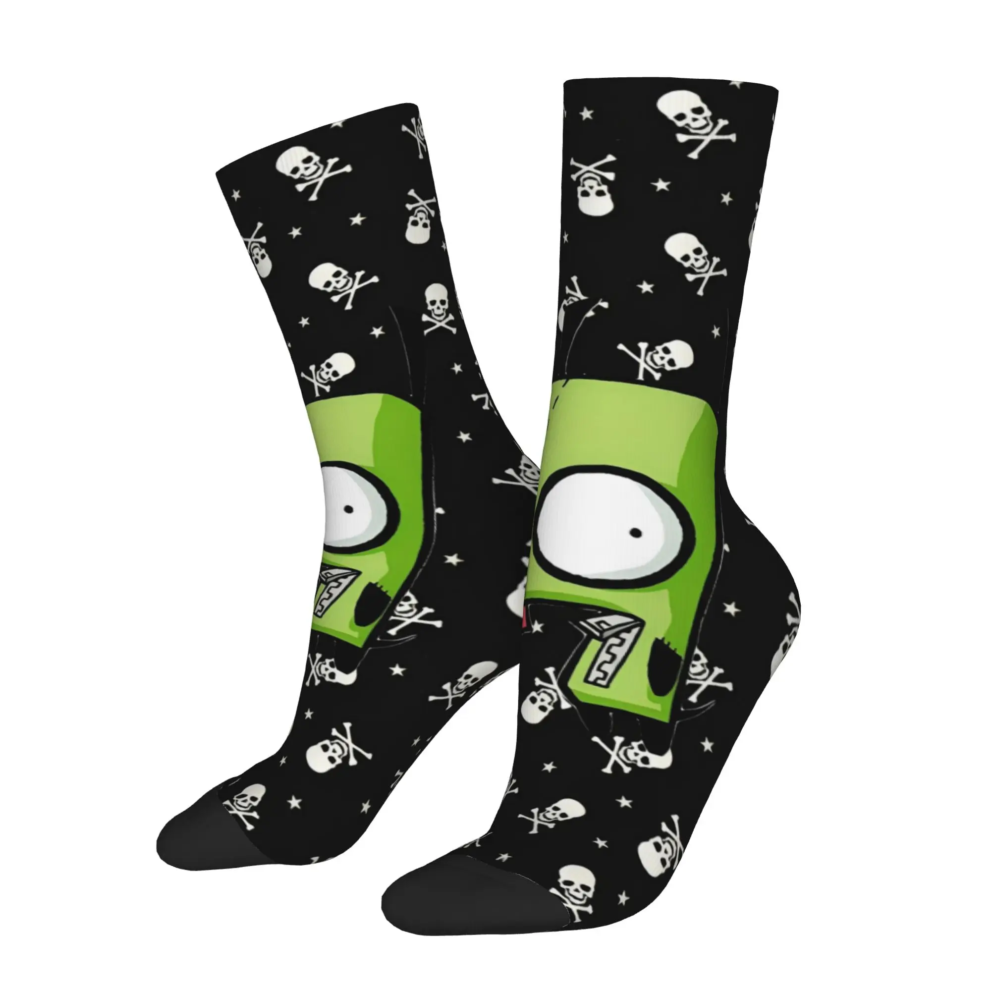 Cartoon Invader Zim Football Socks  Polyester Crew Socks for Women Men Sweat Absorbing