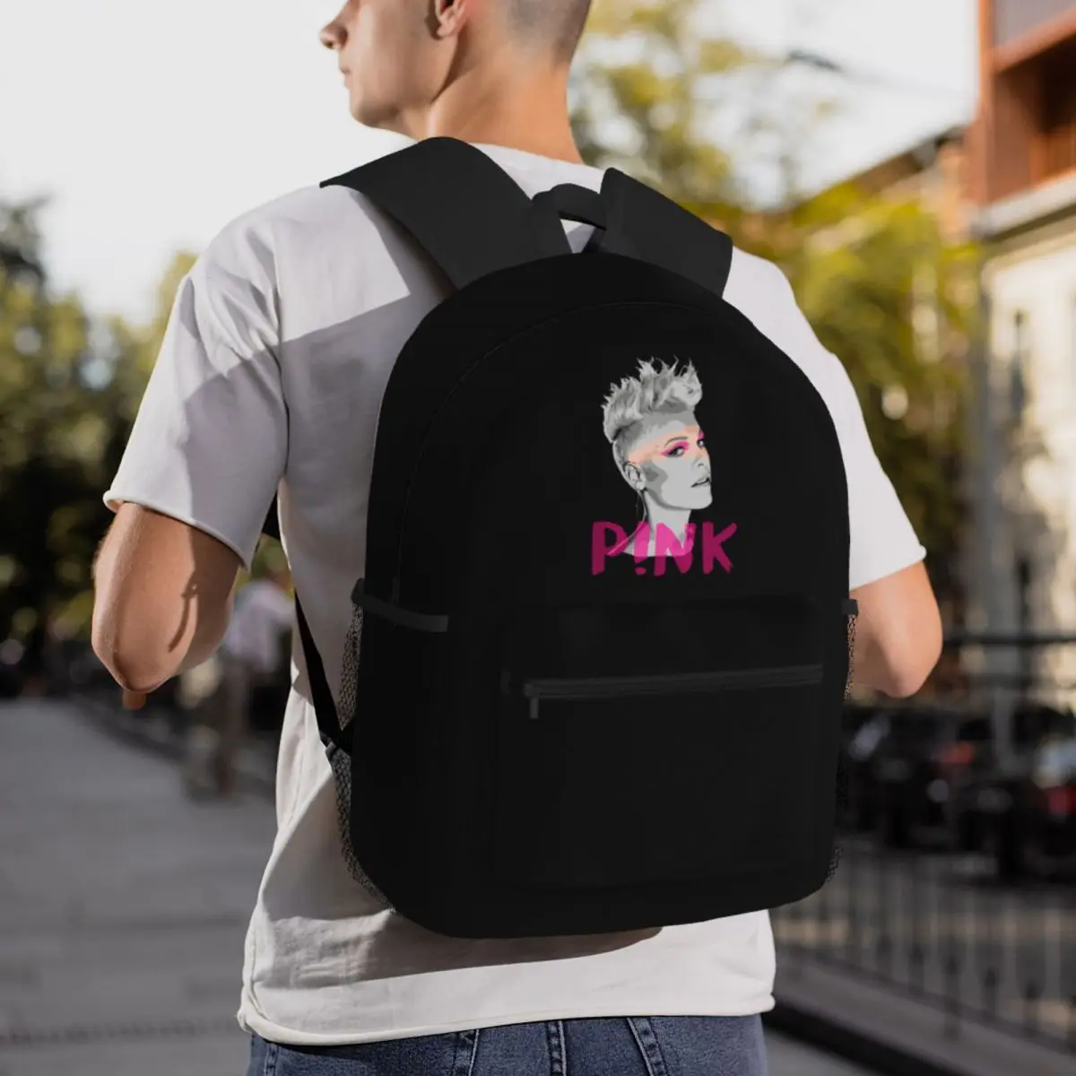 Carnival Tour Pnk Pink P Nk Table 2 Casual Backpack Simple Storage Bag Back to School Office Supplies Cute Stationery