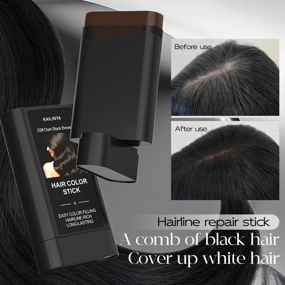 Hair Color Stick For Men Women Quickly Covers Gray White Hair Concealer Waterproof Hairline Disposable Covering Hair Dye Stick