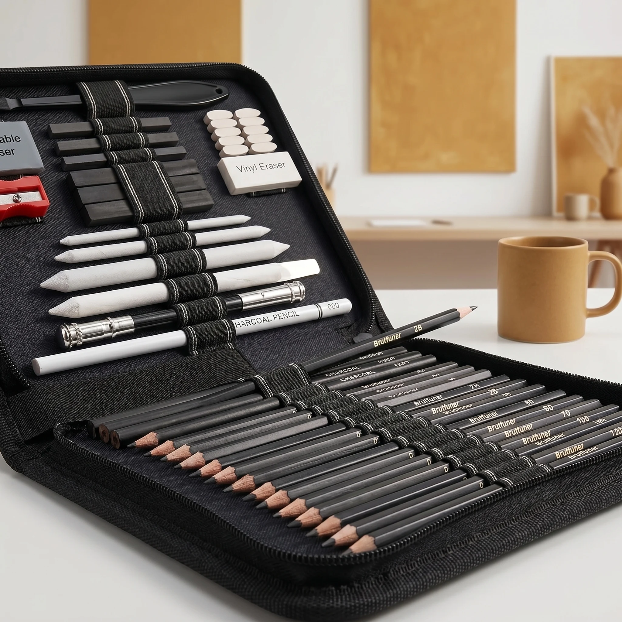 42/44/46/58/60/68 pcs Drawing Kit Sketching Pencil,Art Supplies with 3-Color Sketchbook,Graphite,Charcoal,Drawing Pencils