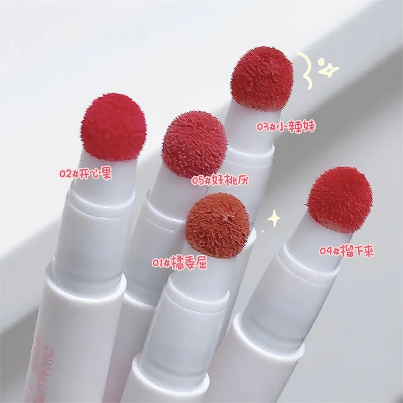 

Lip Powder Cushion Lip Cream Matte Lip Gloss Mud Non Fade Non Stick Cup Brick Red for Women Daily Makeup