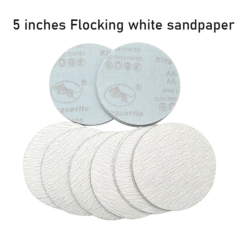 

1/5/10pcs 5 Inch 125mm White Round Dry Scrub Sandpaper Disk Sand Sheets Grit 400/600/800 Hook Loop Sanding Disc for Polish