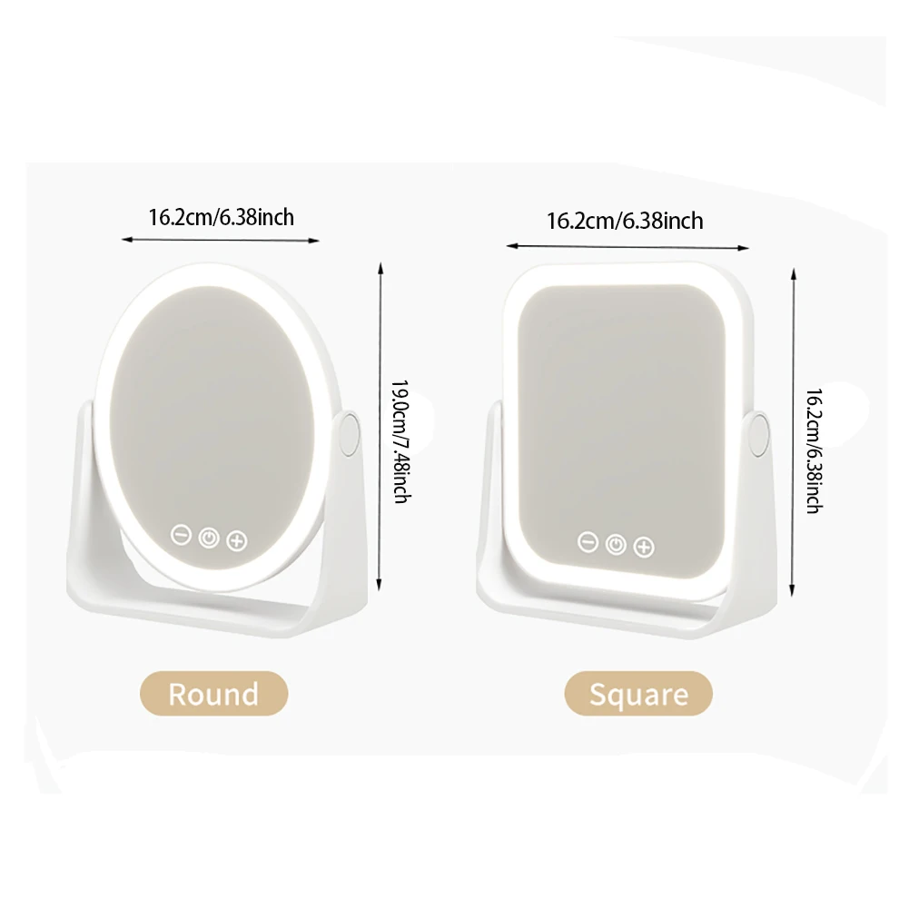Miroir de maquillage LED intelligent, 3 couleurs, éversible, écran tactile à intensité variable, miroirs cosmétiques, électrique rotatif, beauté de maquillage pour table