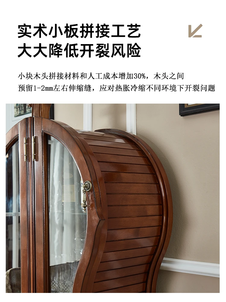 Armadietto per vino per violoncello americano, espositore per tè e vino retrò di fascia alta per ristorante ospite Bicchiere europeo in legno massello