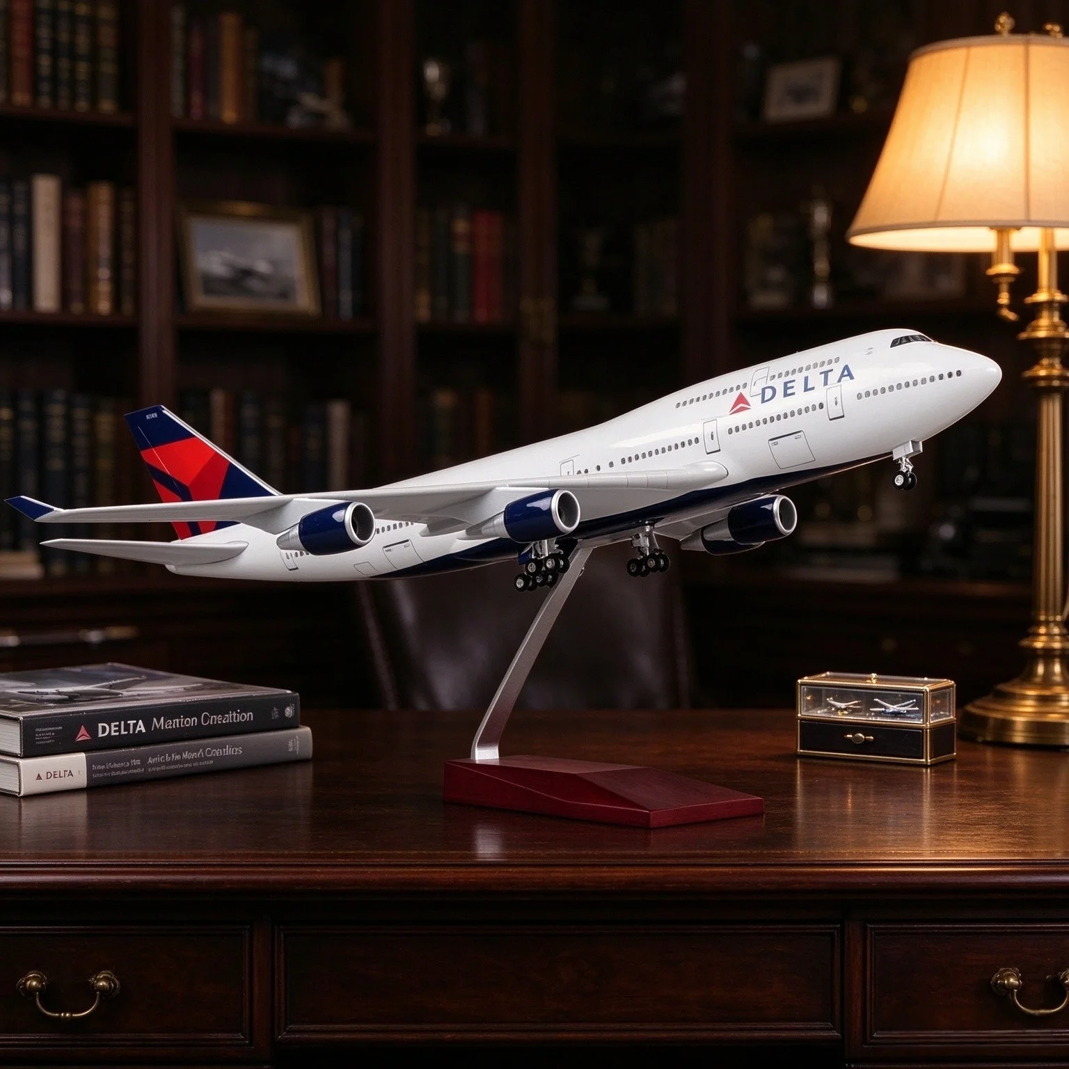 Boe-ing 747 Air Delta Airlines B747 47CM 1/160 Scale Aircraft Plastic Mdel Diecast Resin Airplane With For Collection Room Decor