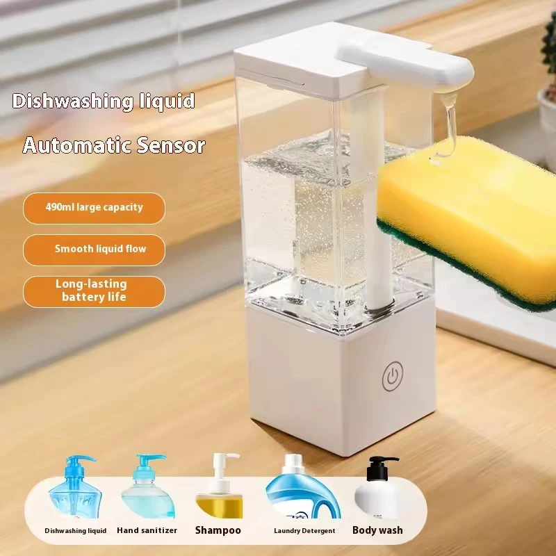 490 ml Reinigungsmittelspender, neuer automatischer Sensor-Seifenspender, hohe Kapazität, berührungslos, eingebauter Akku, wiederaufladbar