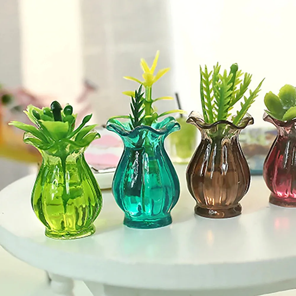 

1/12 Dollhouse Miniature Accessories Mini Resin Vase with Flower Flower Arrangement Model for Doll House Decoration ob11