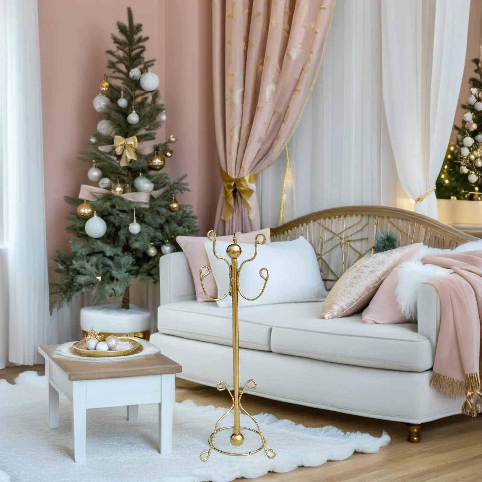 

Миниатюрная металлическая вешалка для одежды в масштабе 1:12 - Золотая подставка для кукольного домика, аксессуар для мебели для спальни - Реалистичная мебель для кукольного домика