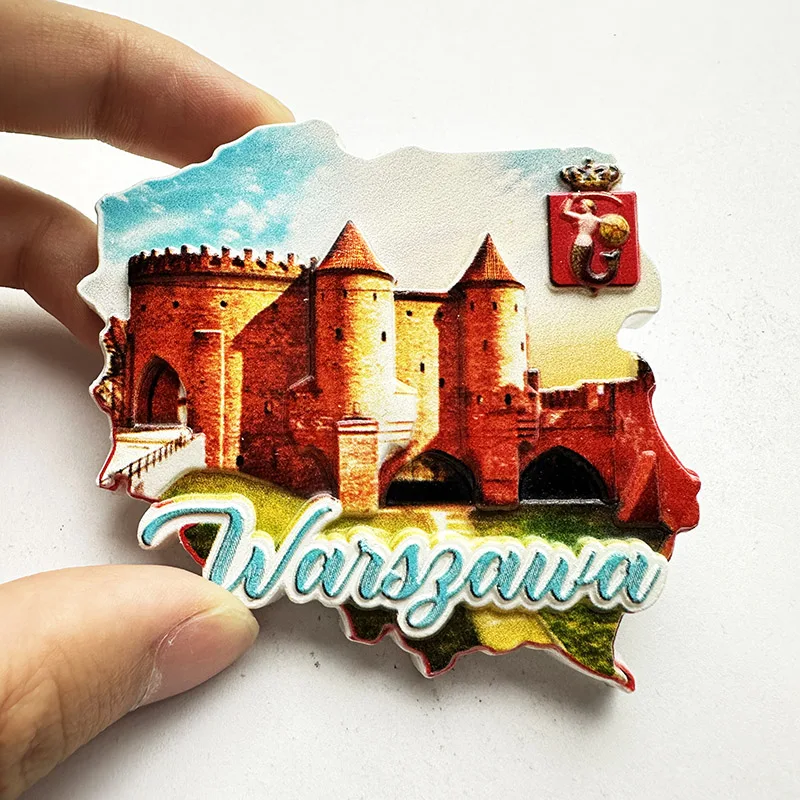 Warsaw, Poland, Architectural landmarks, 3D refrigerator stickers Travel souvenirs Home decoration crafts Collection gifts