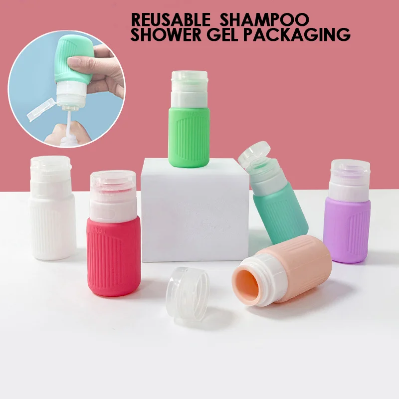 60/90ml Portable Silicone Travel Bottle Cosmetic Storage Refillable Lotion Bottle Leakproof Shampoo Container Squeeze Tube Empty