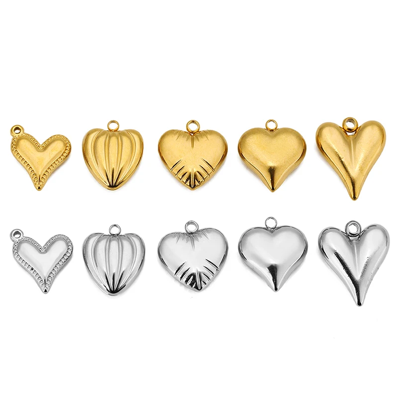 

5pcs Stainless Steel Retro Love Heart Charms Pendant 18K Gold for DIY Jewelry Making Necklace Bracelets Earrings Women Supplies