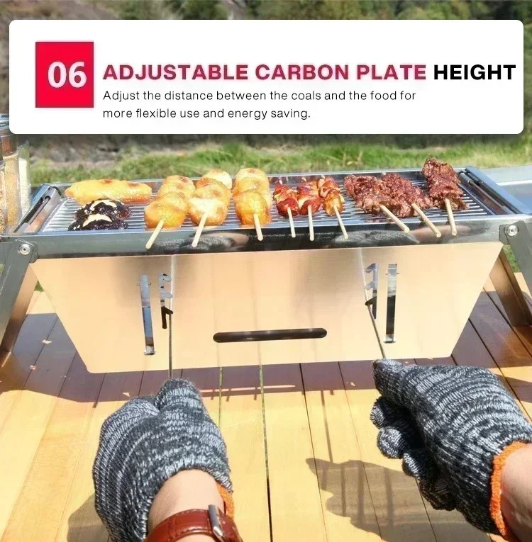 

Outdoor stainless steel folding barbecue stove for home and outdoor charcoal barbecue smokeless portable folding barbecue stove