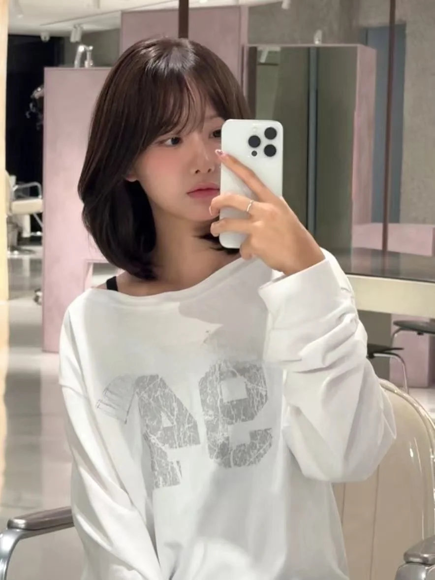 

Retro Sle Long Sve oulder Bared T irt Women Loose Casual Lazy Sle oulder Bared Top Cotton round Ne Spring 2026