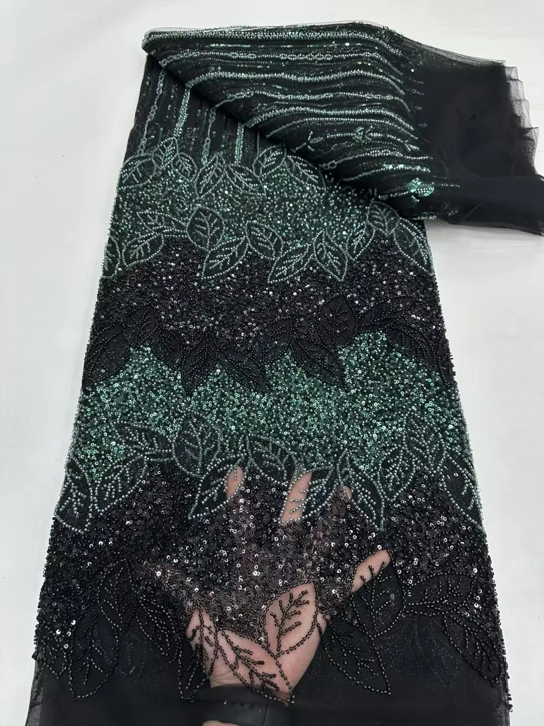 African Luxury Groom Sequins Lace Fabric 2025 High Quality Lace Embroidery Beaded Mesh Fabric 5 Yards For Women Wedding Dresses