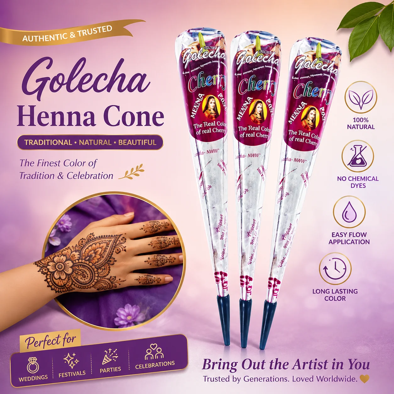 1/3 Pcs Cherry Red Henna Cones Waterproof Temporary Tattoo Art Ideal for Body Art And Tattoo Designs