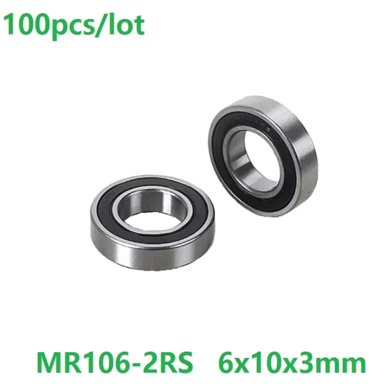 

100pcs/lot MR106-2RS MR106RS MR106 RS 2RS 6x10x3mm Miniature Deep Groove Ball Bearing 6*10*3mm 676-2RS