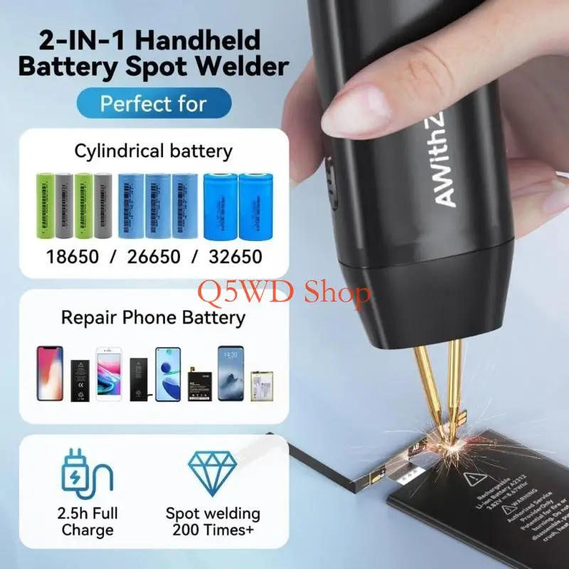 Q5WD Handheld Spot Welding Machine Portable Nickel Sheet Welder MicroUSB 5V 11 Gears