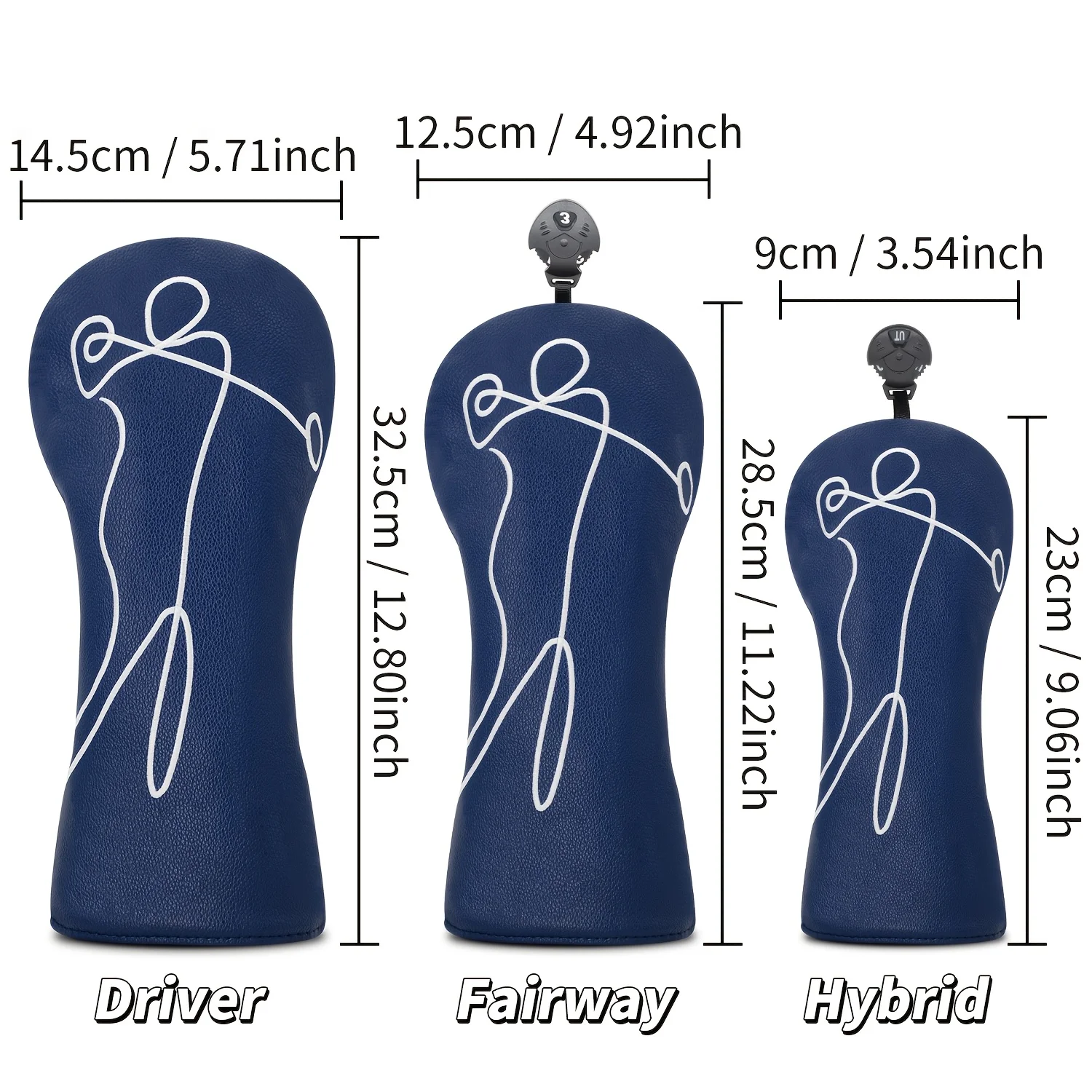 Picture 7: 1pc or 3pcs Golf Club Headset - Waterproof & Dirt-Proof PU Golf Headgear, Elegant Golfer Swing Line Design - Perfect Gift