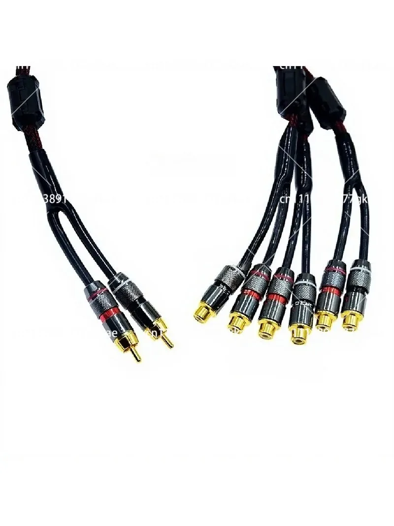 Dual 2 RCA Male to 6 RCA Female Audio Splitter Cable, 5.1 Sound Amplifier Speaker Cord