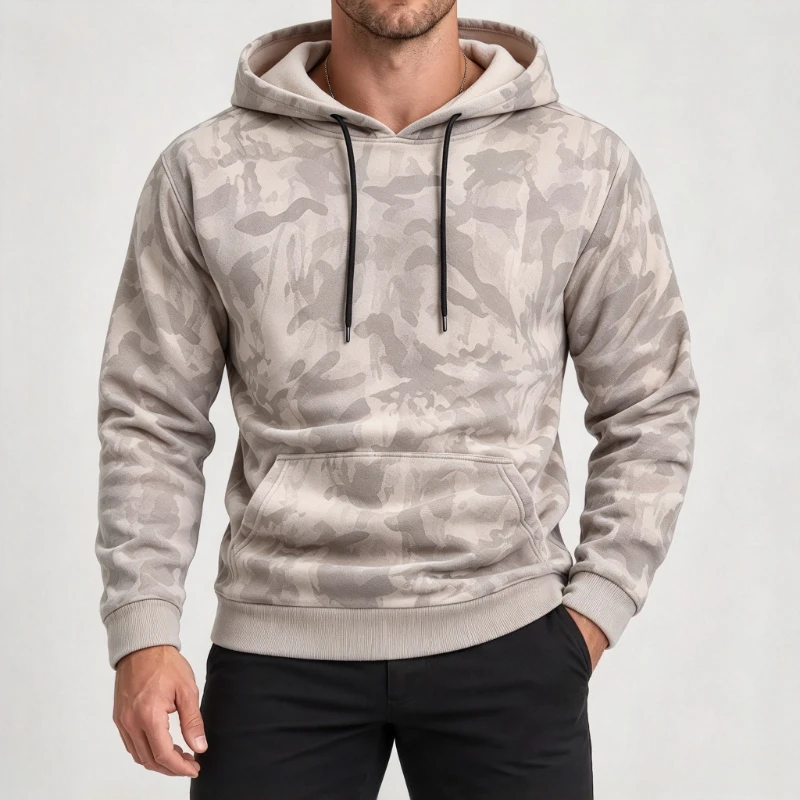 Autumn Camouflage Fleece Hoodies Men Winter Fleece Lined Sports Hoodie Man Thicken Hooded Sweatshirt Warm Plush Lined Pullover