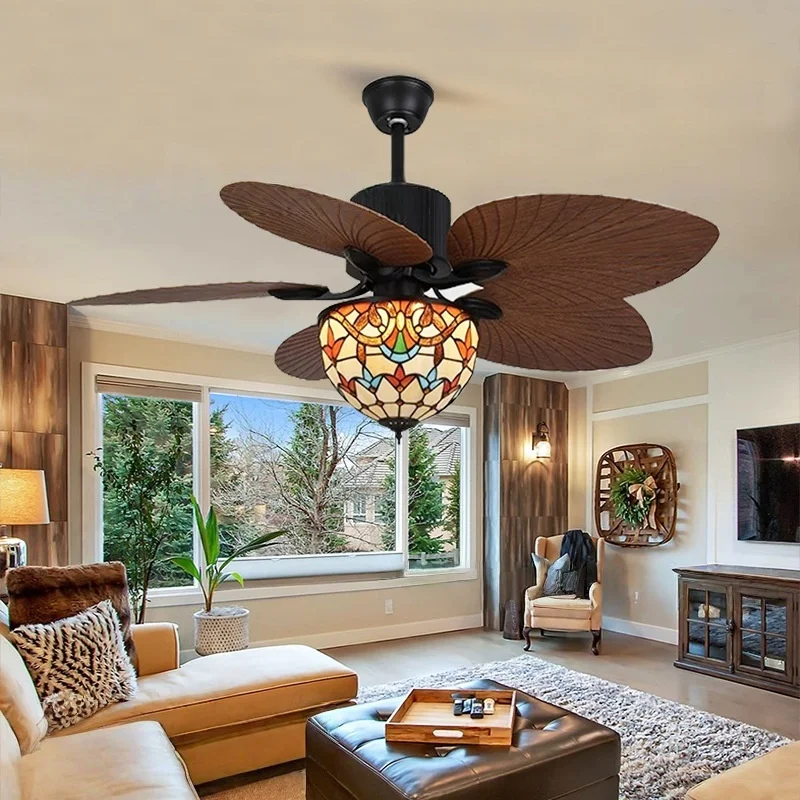 42 Inch Super Large Luxury American LED Ceiling Fan Light for Living Dining Room Ceiling Fan