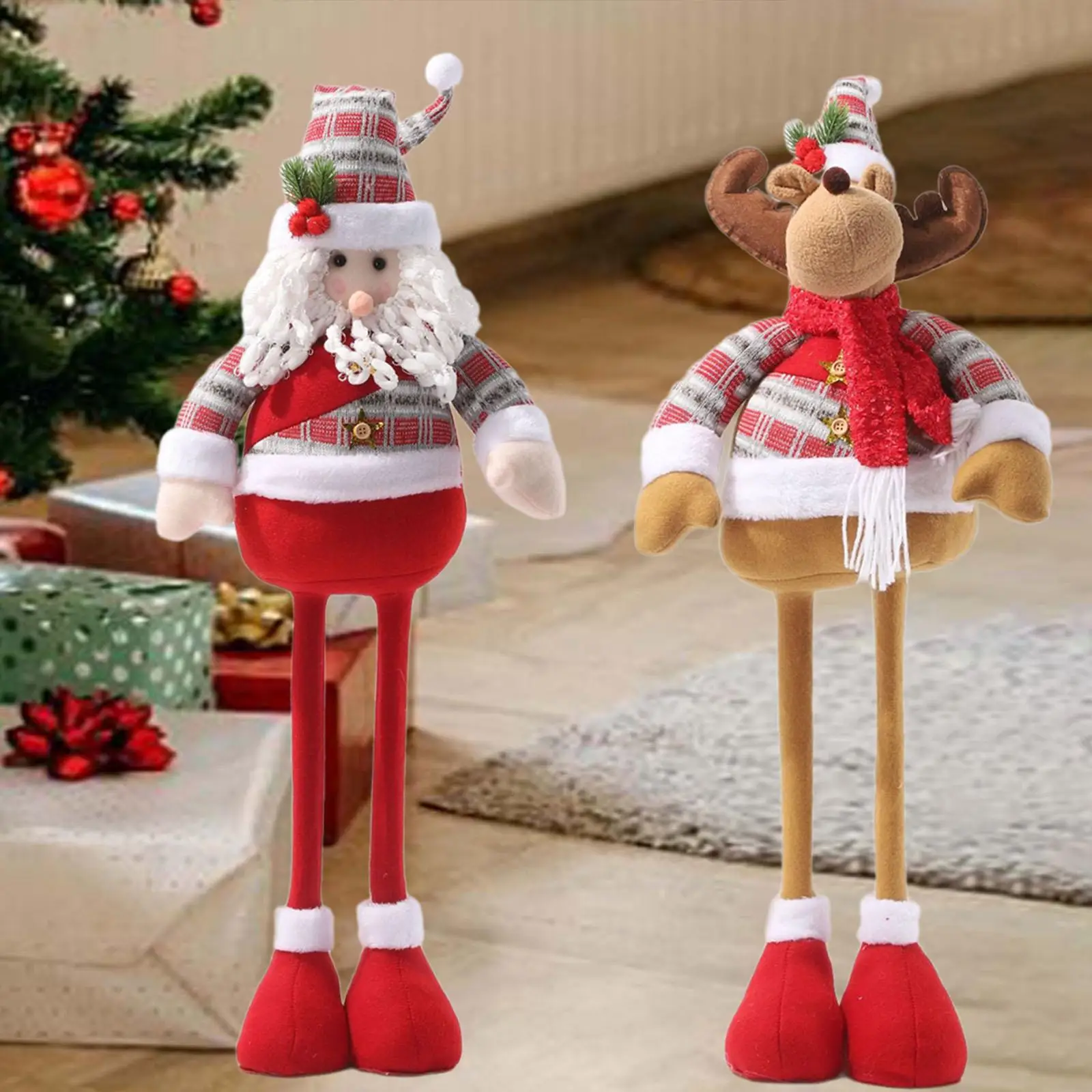 

Christmas Doll Long Legs Xmas Decor Party Favors Soft Christmas Standing Figurine for Desktop Bedroom Festival Party Fireplace