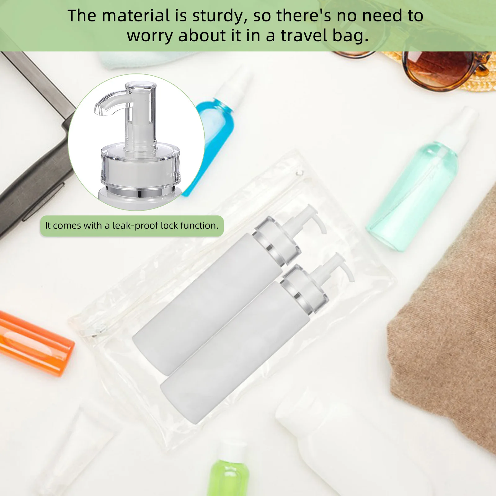 2 قطعة زجاجة مضخة محلول قابلة لإعادة الملء حاوية السفر المحمولة 200 مللي موزع شامبو زجاجات مضخة فارغة لمستلزمات التجميل #3