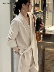 Commute Style Fashionable Suit Coat Wide Leg Pants Two Piece Sets Women Spring Autumn New High Sense Loose Casual Business Suit