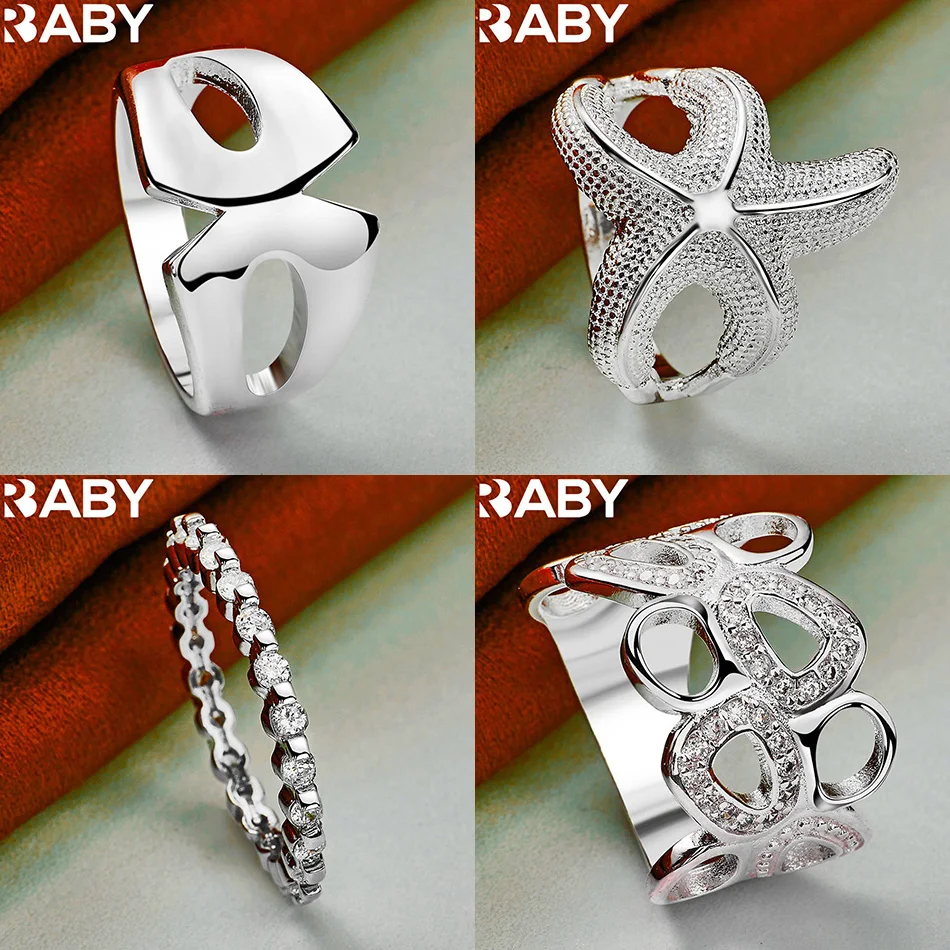 

URBABY 925 Sterling Silver Size 7-10 Zircons Geometric Ring For Women Men Grace Jewelry Trend Fashionable Birthday Party Gifts